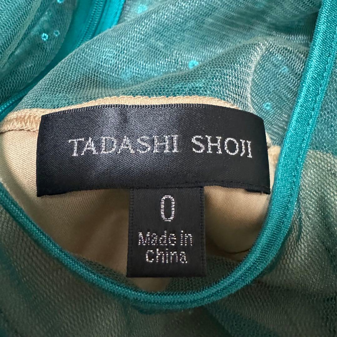 美品 TADASHI SHOJI スパンコールドレス グリーン系