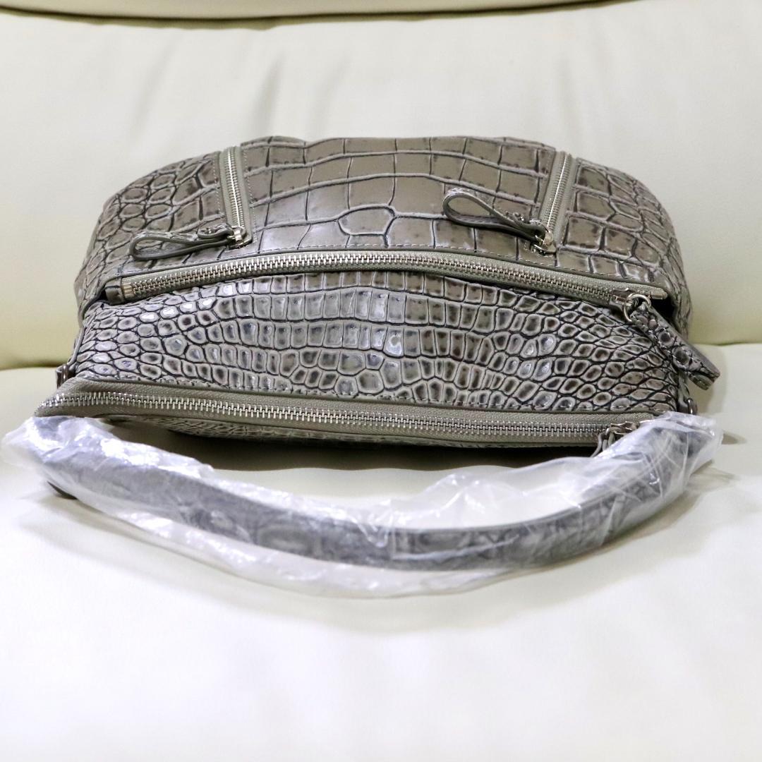 マットクロコダイル 2WAY トート＆ショルダーバッグ グレー