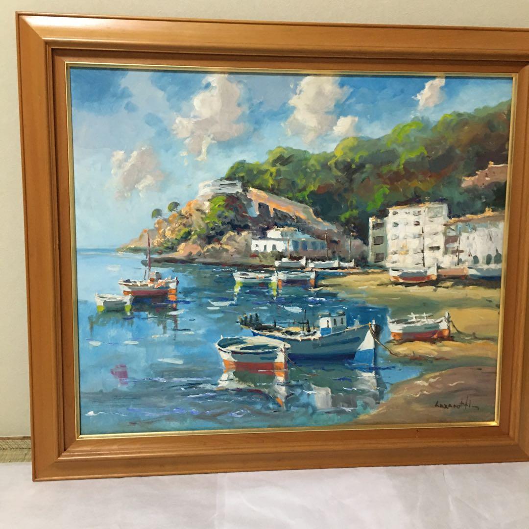 ヨーロッパ絵画油絵手書きワイド海景