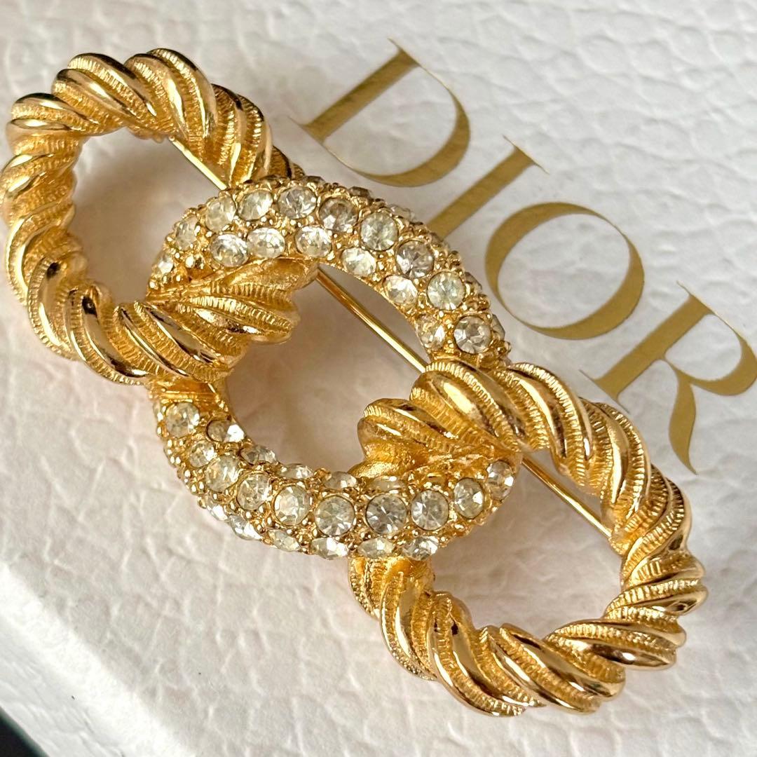 未使用保管品】【クリスチャンディオール】ブローチ ツイスト ライン