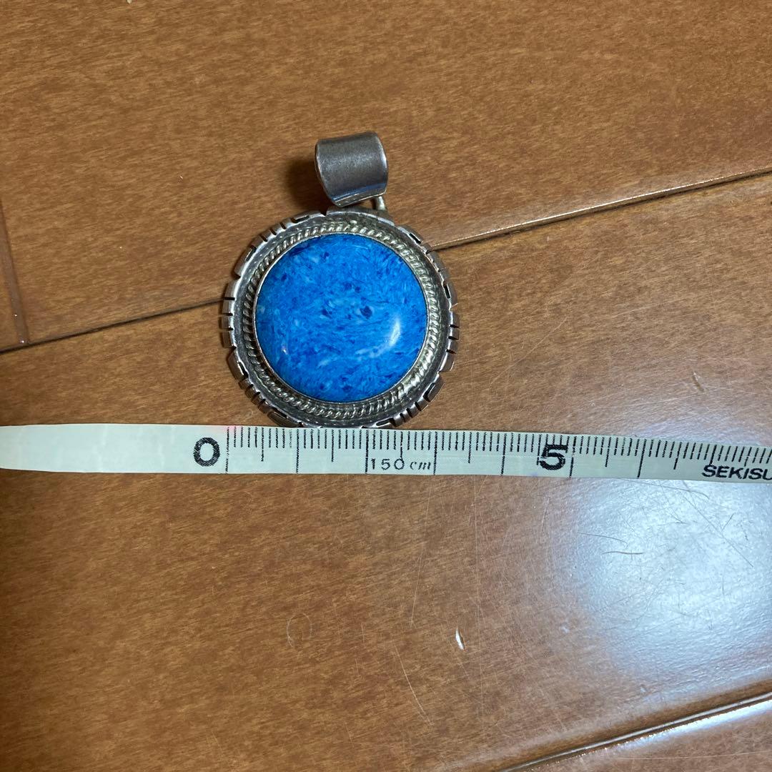 青い石の16号シルバーリングとペンダントセット