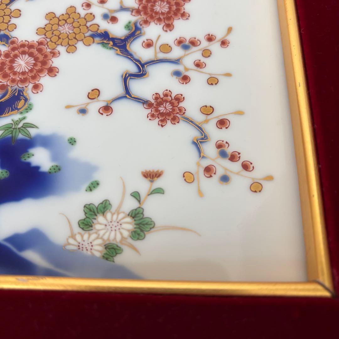 ⚫︎深川製磁　金彩　梅　陶板　　　　　　　 　　　　　　　　　　　　　　　和ラ下