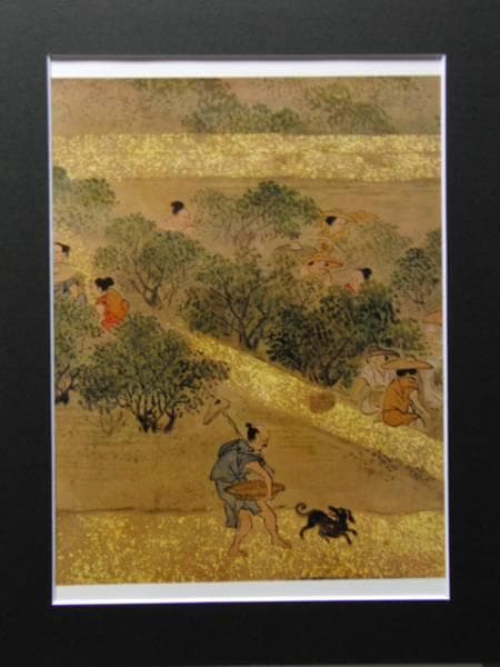 久隅守景、賀茂競馬・茶摘、超希少・大判画集画、新品高級額装付