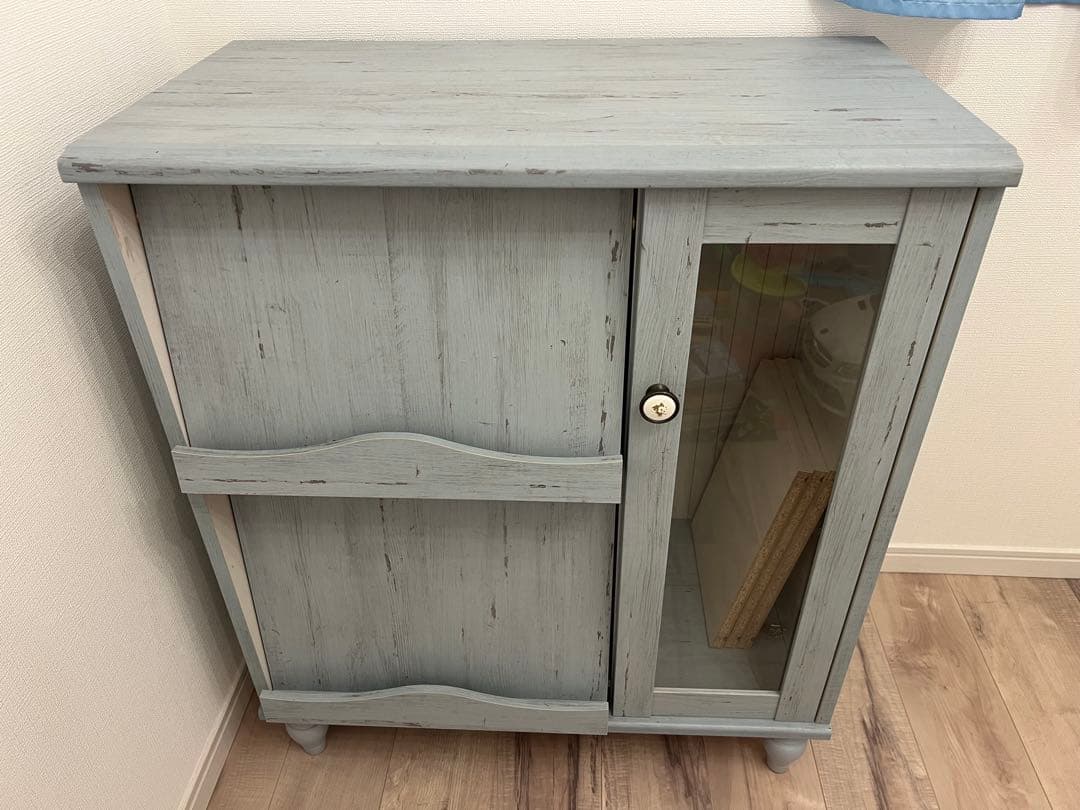 白井産業 フレンチシャビーキャビネット BL&WH