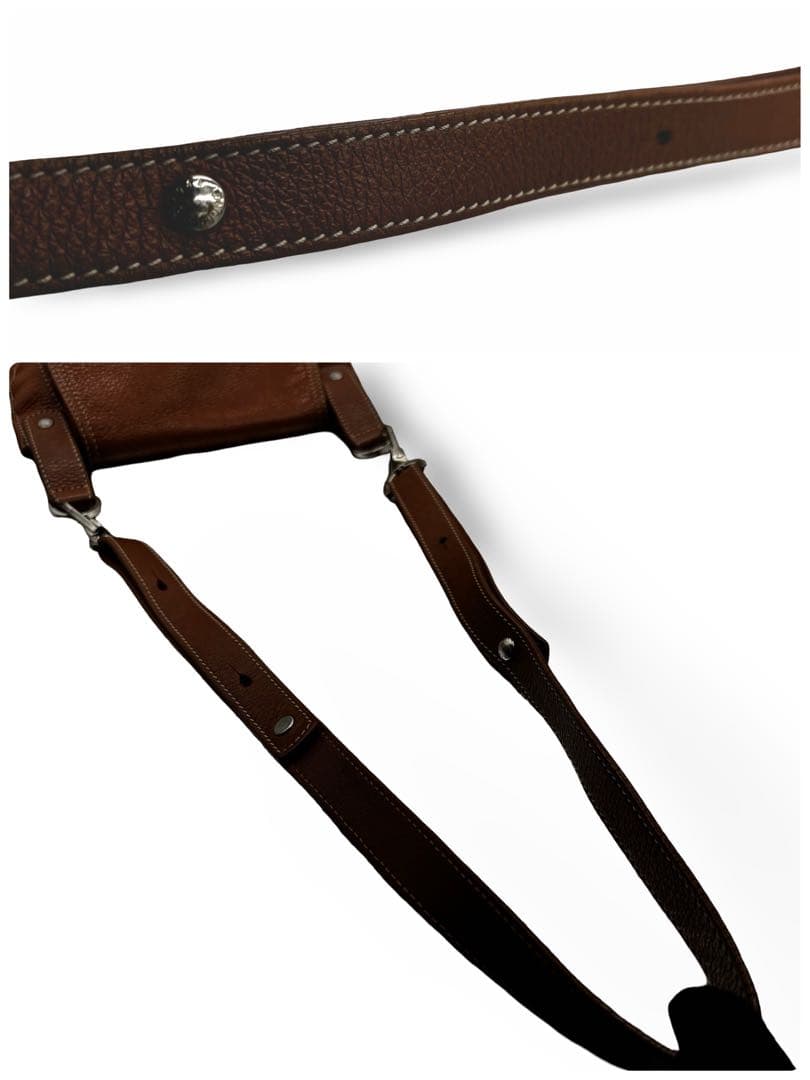 【ヴィンテージ】ロンシャン　ショルダーバッグ　オールレザー　ブラウン　斜め掛け