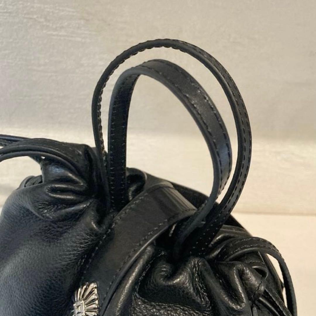 【美品】ear PAPILLONNER バックル巾着ショルダーバッグ　S 黒