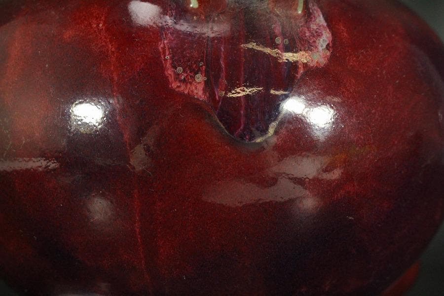 中国美術 鈞窯 紫斑釉 三足 双耳 香炉 高33.5cm(LC121)