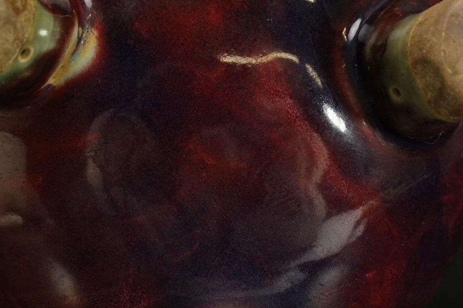 中国美術 鈞窯 紫斑釉 三足 双耳 香炉 高33.5cm(LC121)