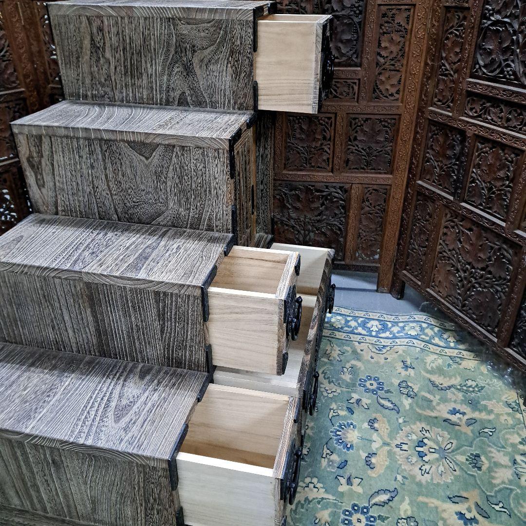 ♡総桐格子戸付き階段タンス 右上がり 左上がり 両面使い♡