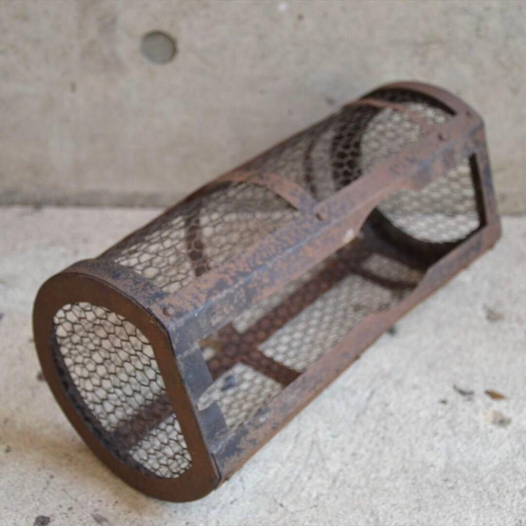 明治時代 鉄製 筒型行燈 置行燈 骨董品 オブジェ アンティーク レトロ 明治