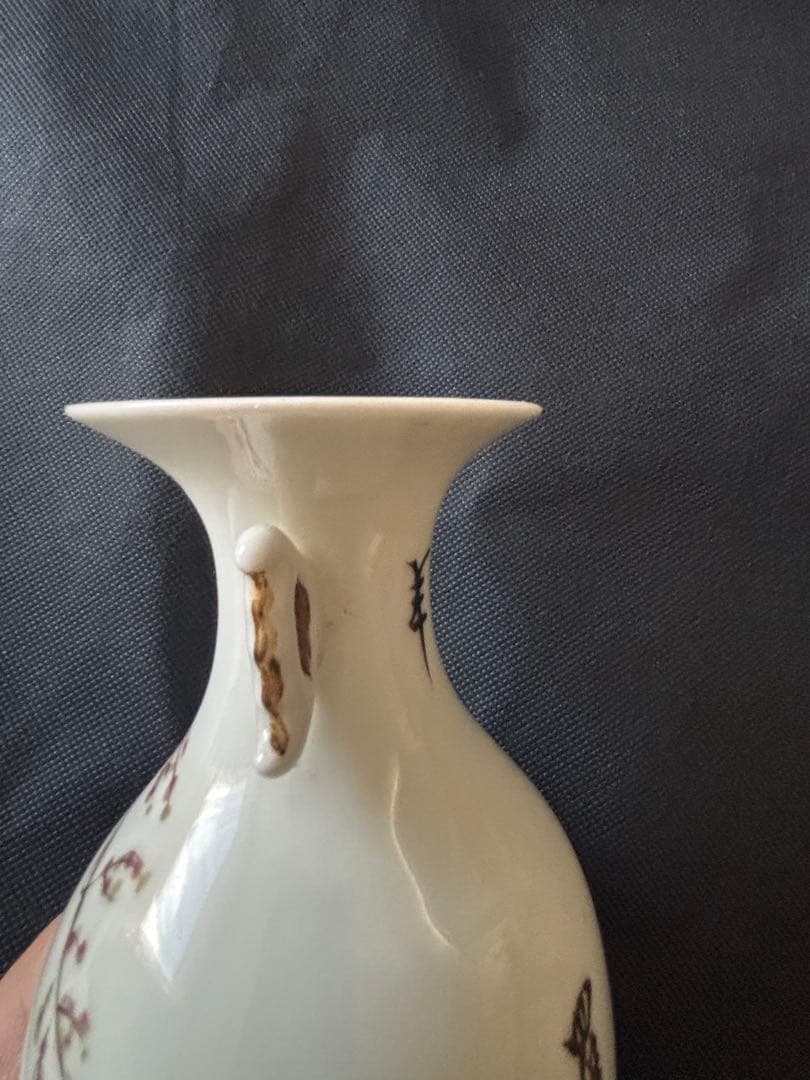 中国古美術 清末民国時代 粉彩 花瓶 人物画 高さ22cm