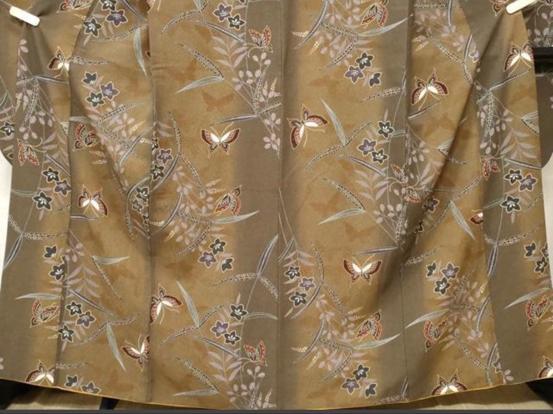振袖フルセット6点サイズM〜L正絹 舞蝶草花文 暈し