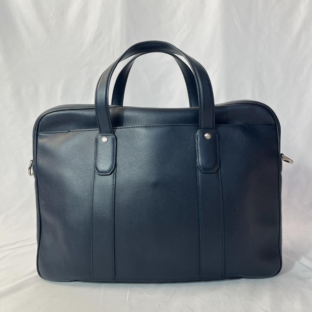 美品 ダンヒル ハムステッド 2way ブリーフケース レザー 上品 ネイビー
