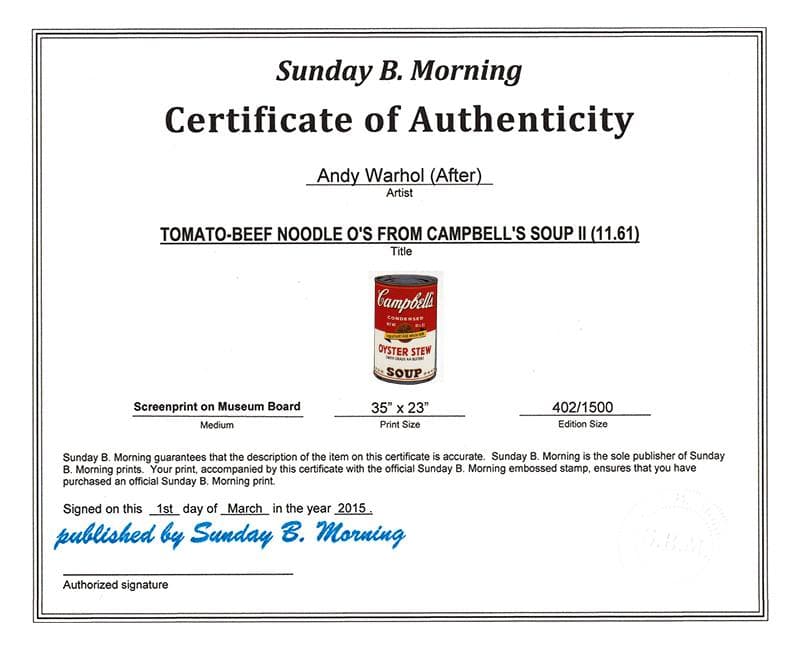 額装品/Sunday Bキャンベル缶 Ⅱ Oyster Stew/ウォーホル