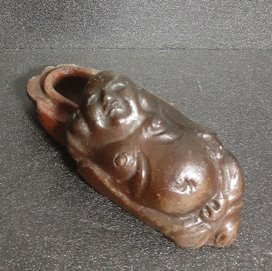 桃山時代 古備前 寝布袋 香合 岡田宗叡鑑定箱 茶道具 茶器 香道具