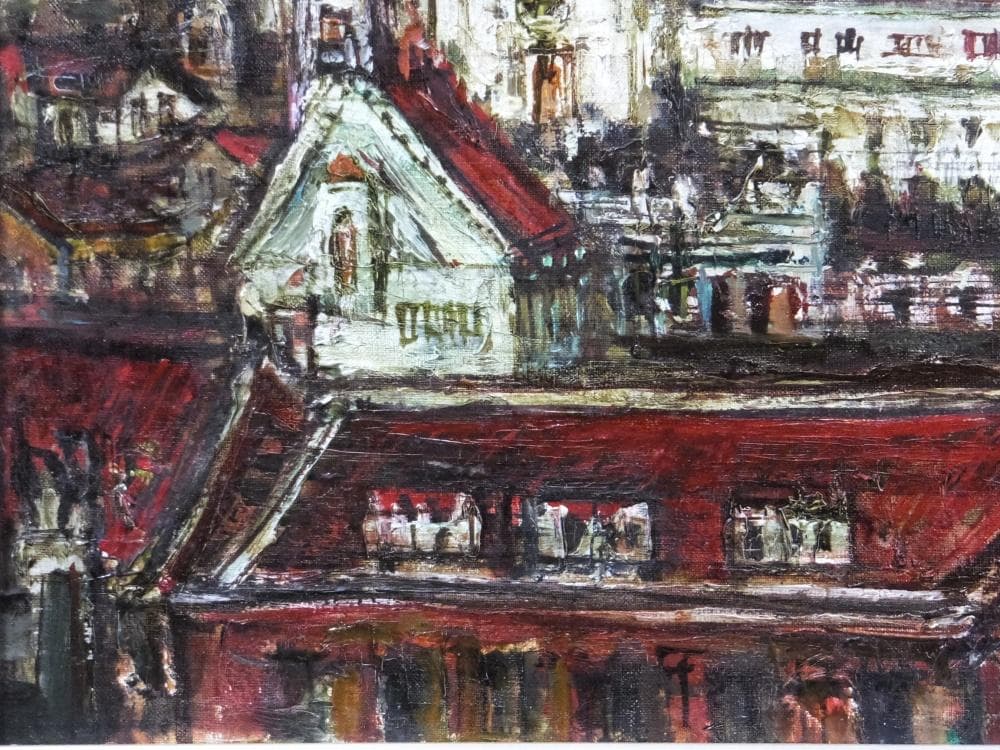 三觜正之　直筆サイン『街 ザグレブ市（ユーゴ）』油彩 8号 0313G