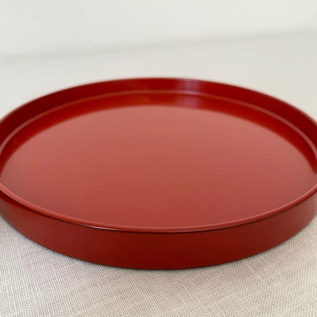 輪島塗 極上本堅地 丸盆 黒塗・朱塗 2枚セット 18cm お盆