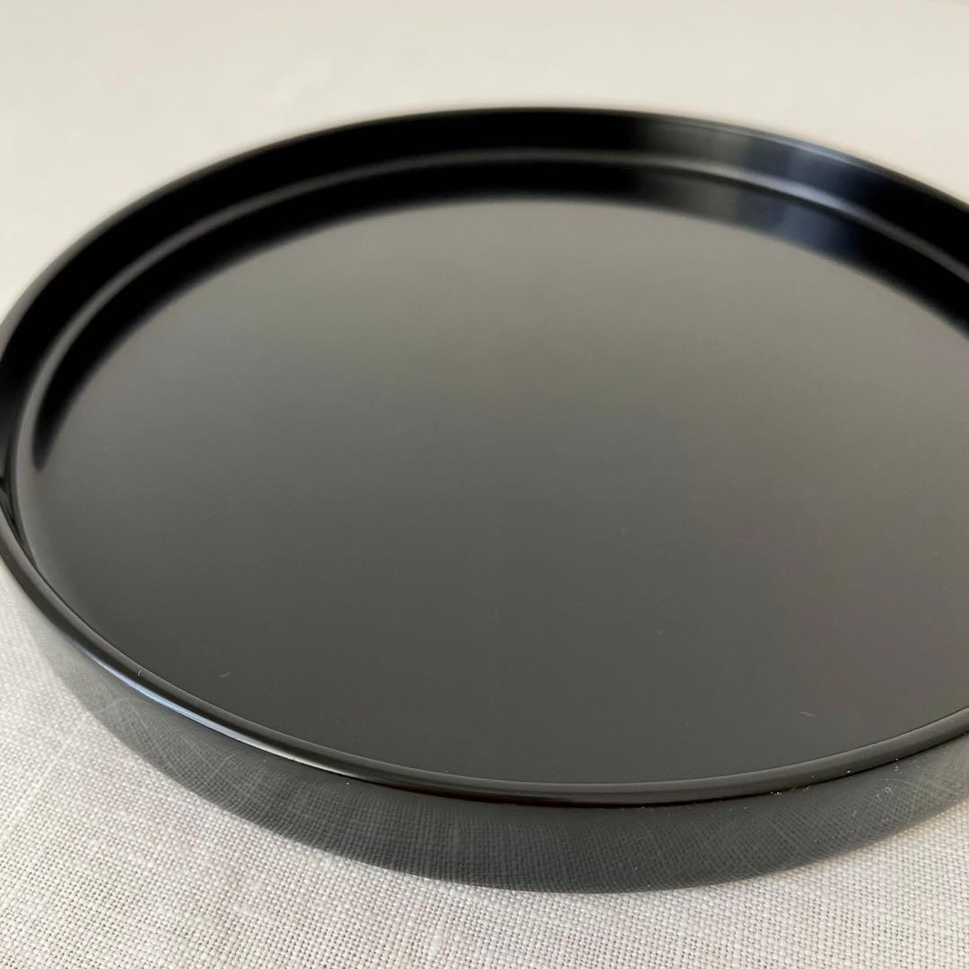 輪島塗 極上本堅地 丸盆 黒塗・朱塗 2枚セット 18cm お盆