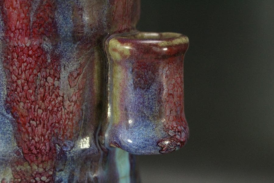 中国美術 紫斑釉 瓶 高26.5cm(LC127)