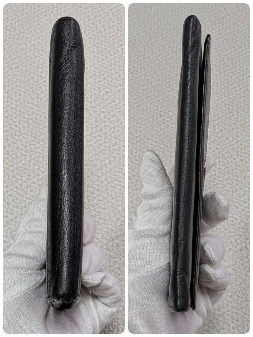 シャネル　ミニ財布　シルバーココ　カーフスキン 黒　ショルダー　カードケース