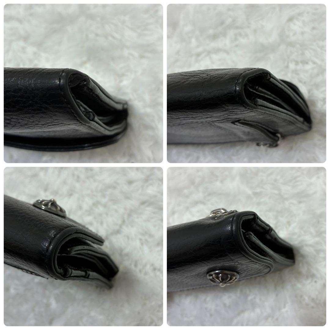 【専用】CHROME HEARTSクロムハーツ ウェーブウォレットブラックレザー