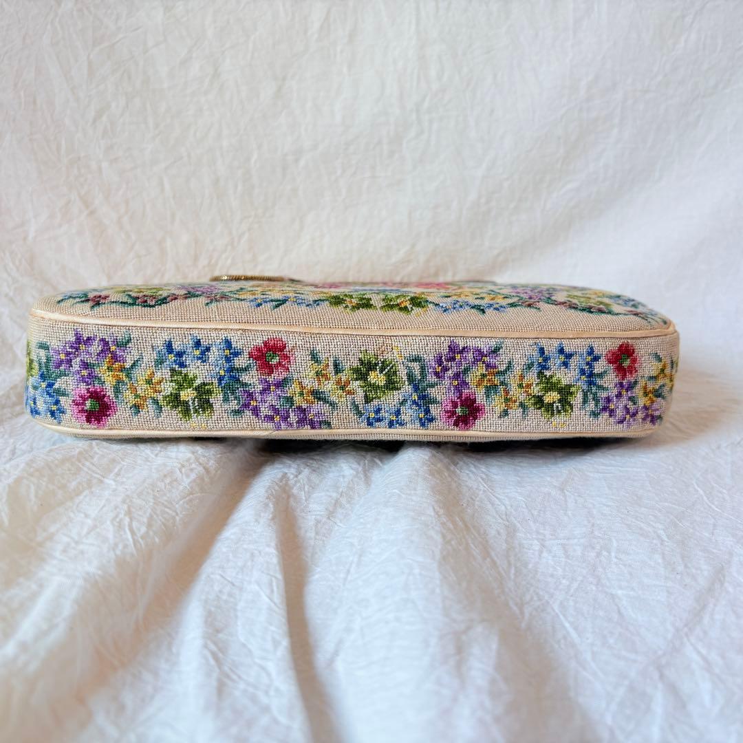 未使用美品 プチポワン 細密刺繍 ハンドバッグ パーティーバッグ
