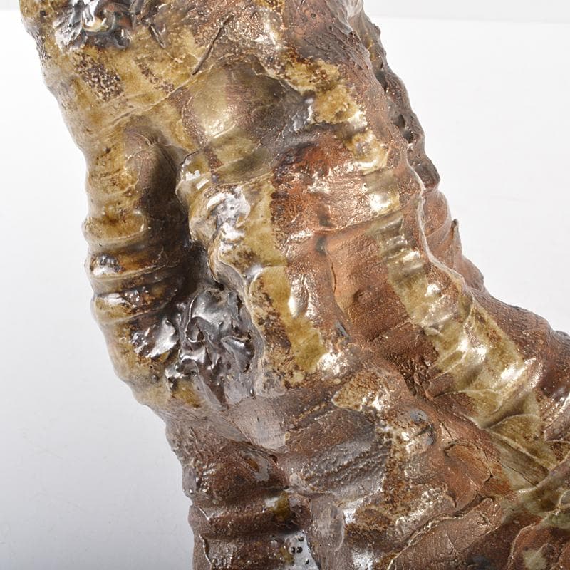 伊賀焼 古伊賀 江戸末期 変形花入 加藤卓男識箱 M R6357B