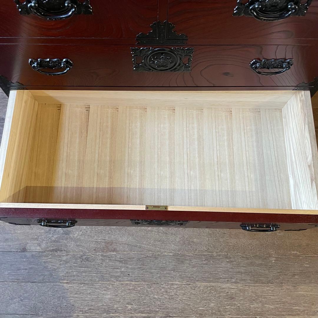 飛鳥工芸家具 車箪笥 民芸箪笥 4段チェスト 欅 和製アンティーク 民芸