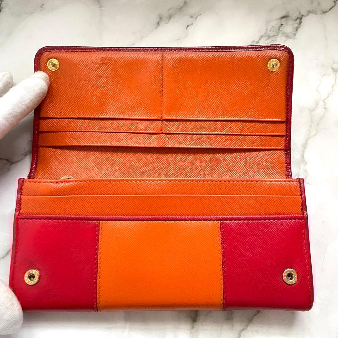 PRADA プラダ サフィアーノ 長財布 フラップ バイカラー 0122-③