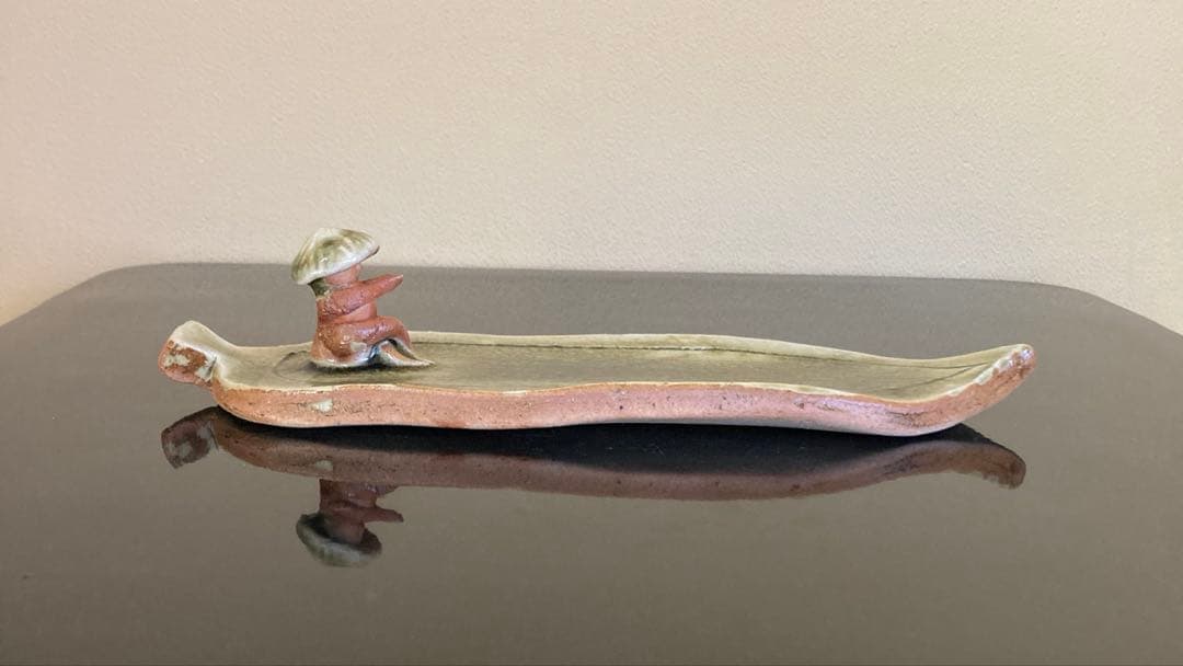 信楽焼 壺中窯 保庭楽入 茶道具 香立 太公望 笹舟香立 共箱・共布・栞付き