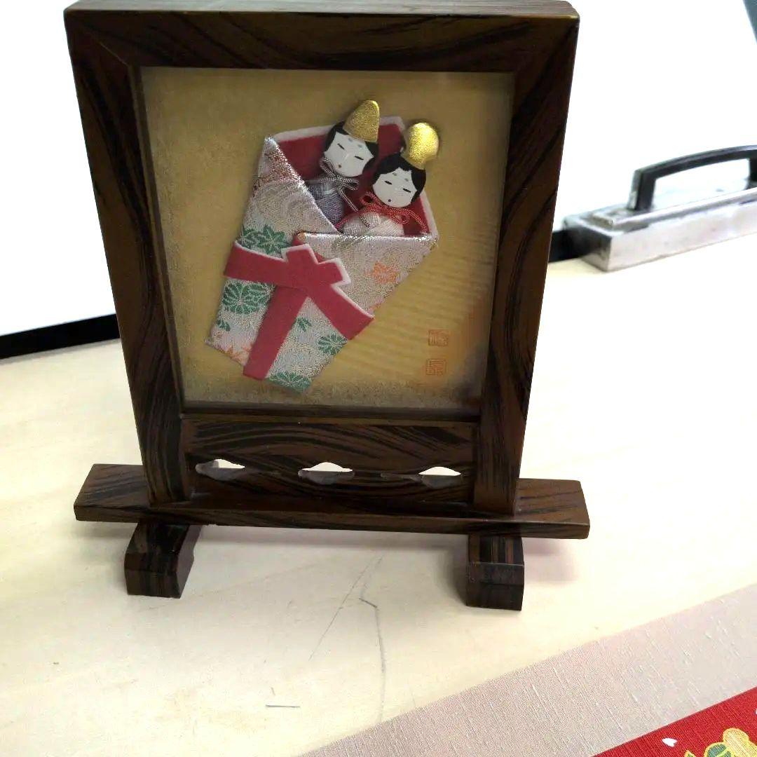 ひな祭り 掛け軸と布細工の寸松庵色紙とミニ衝立の 2点セット - メルカリ