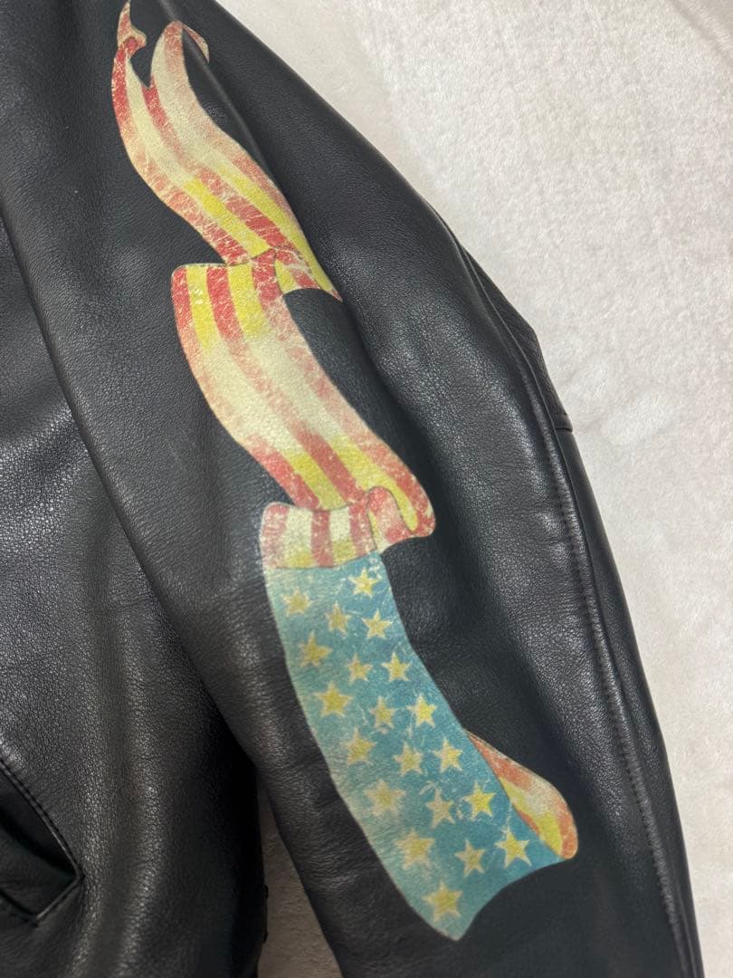 90s 00s HARLEY DAVIDSON ライダース 革ジャン 星条旗 ⭐️90s