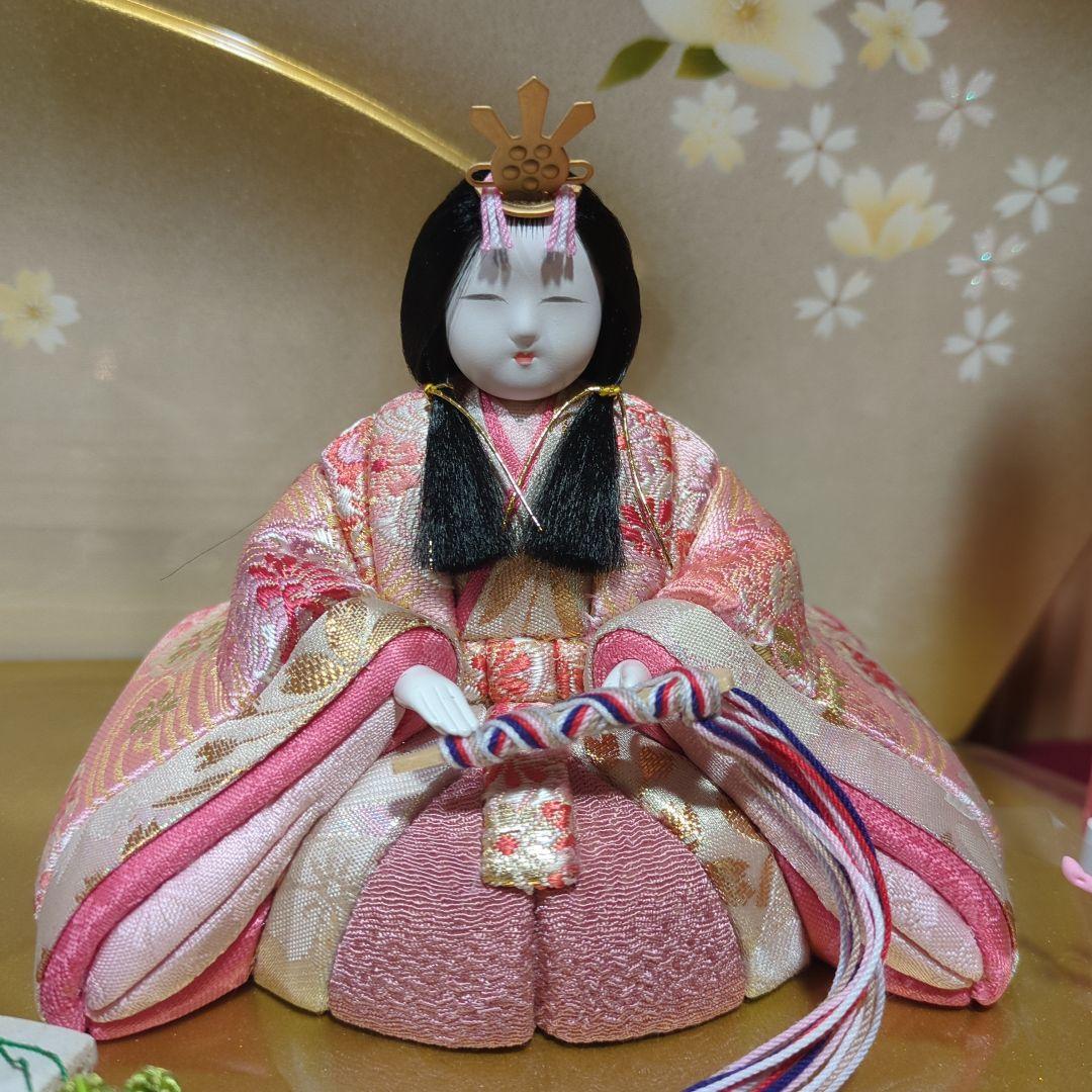 木村一秀 木目込雛人形 5人セット 金彩飾り台付き