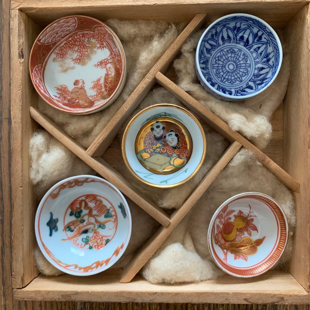 九谷焼⭐️杯五客⭐️共箱付⭐️蔵保管 九谷焼⭐️杯五客⭐️共箱付⭐️蔵保管