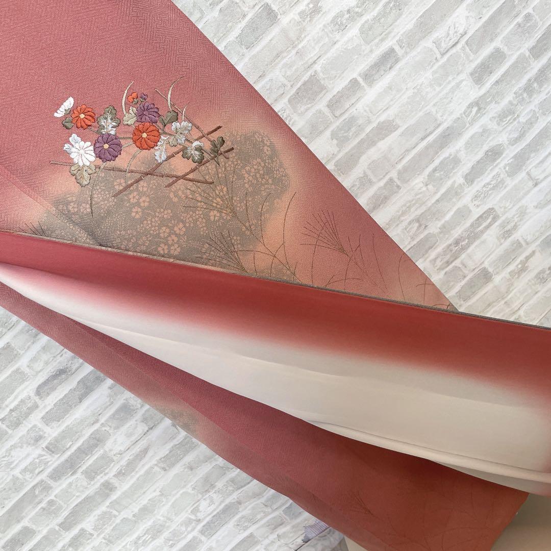 訪問着 フルセット ツツジ 撫子 梅 萩 小花 手刺繍 可愛らしいお花 L1