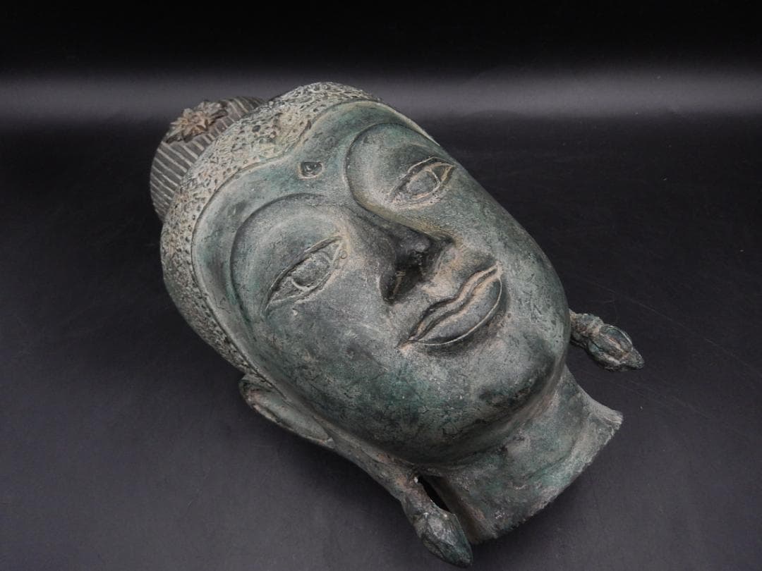 タイ仏教美術 青銅製 仏頭 スコータイ アユタヤ ガンダーラ ビルマ ブロンズ