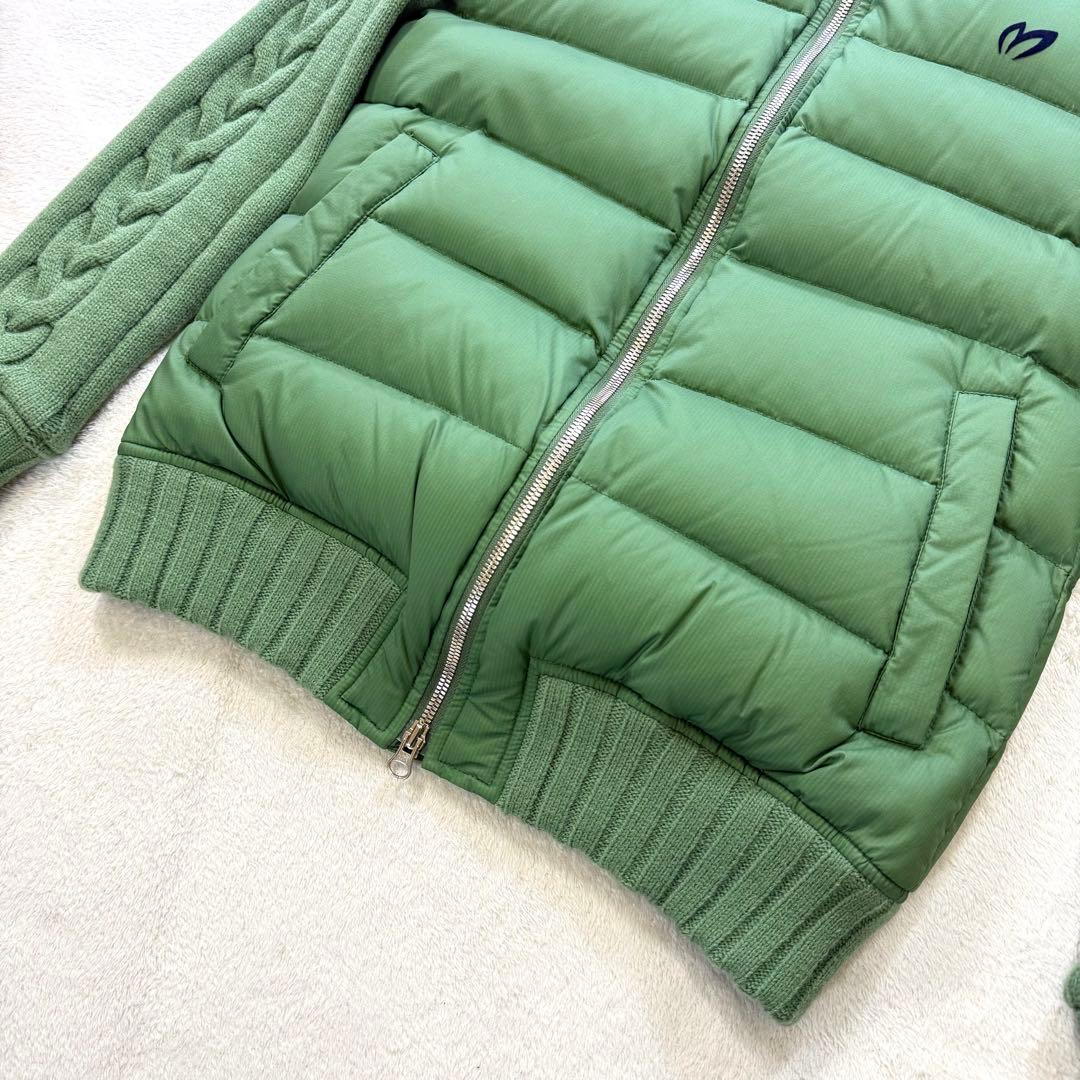美品‼️ MASTER BUNNY ダウンジャケット 切替ケーブルニットMグリーン