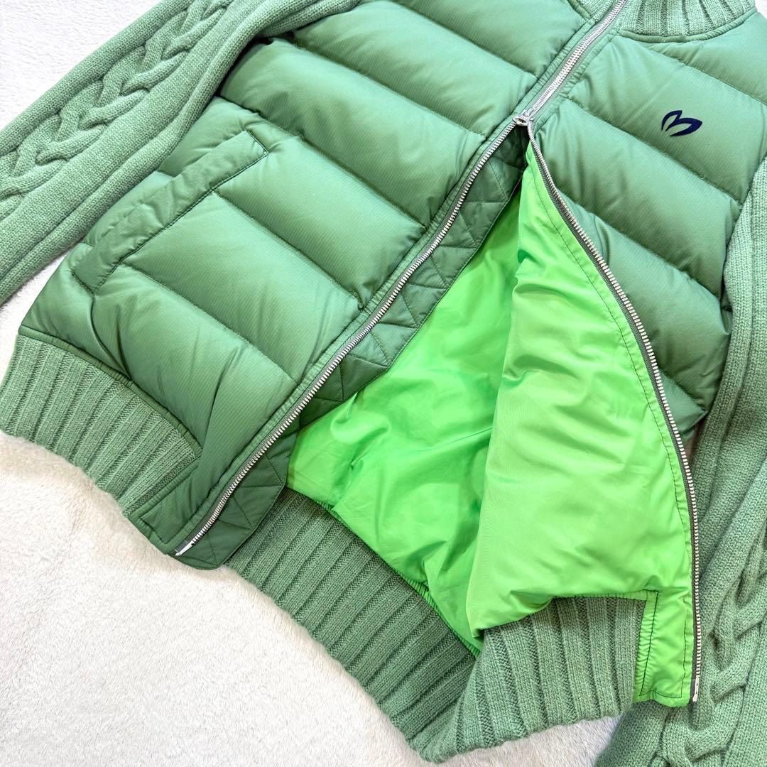 美品‼️ MASTER BUNNY ダウンジャケット 切替ケーブルニットMグリーン