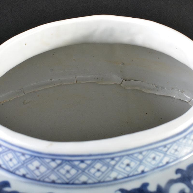 中国　青花　花卉魚藻文瓶　壷　C　R5596C