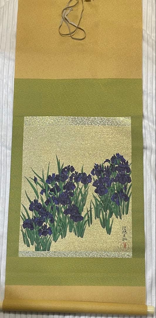 織物掛軸 尾形光琳 法橋光琳 燕子花図 燕子花図 文化遺産オンライン