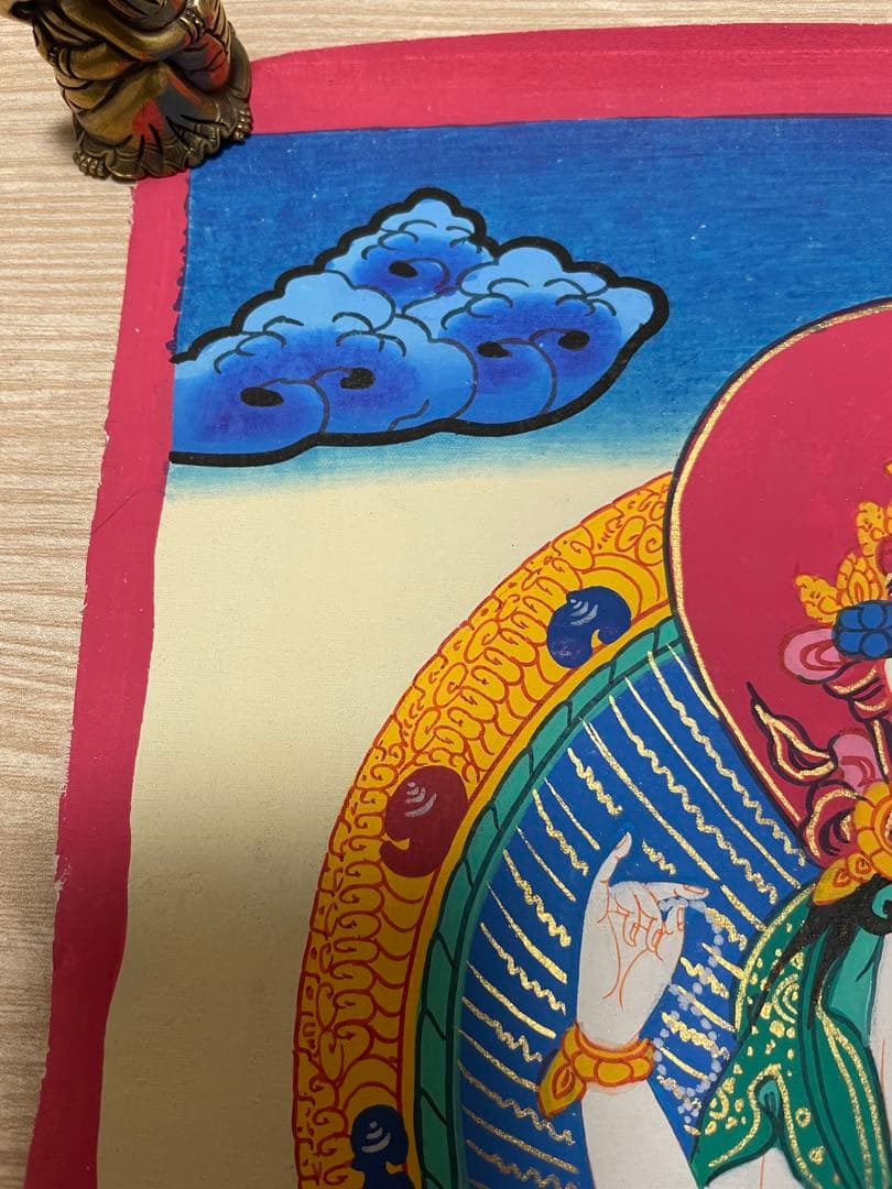 《 チベット密教　1点物 》 手描き　曼荼羅　チャングリシー　観音　仏教　密教