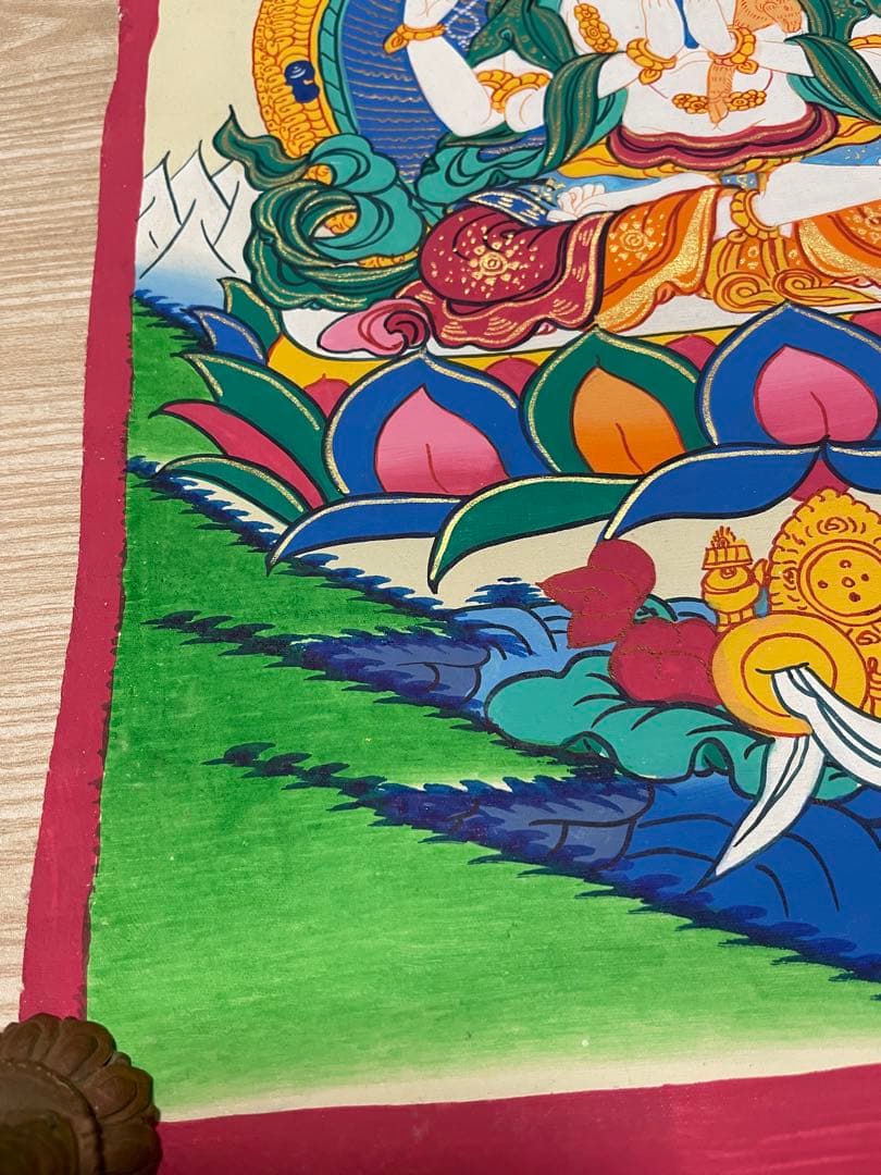 《 チベット密教　1点物 》 手描き　曼荼羅　チャングリシー　観音　仏教　密教