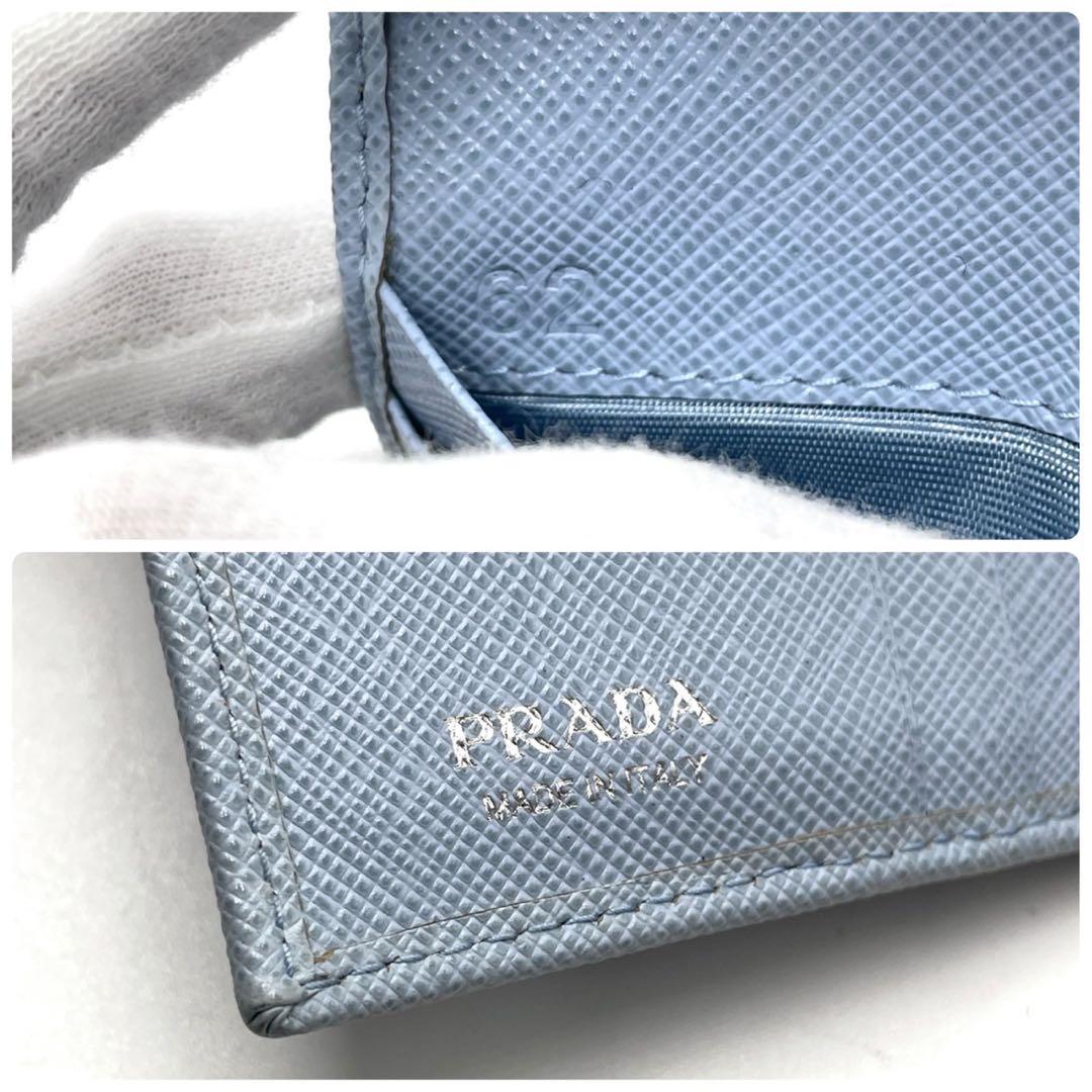 極美品/現行モデル○ プラダ 折り財布 二つ折り 三角ロゴ サフィアーノ