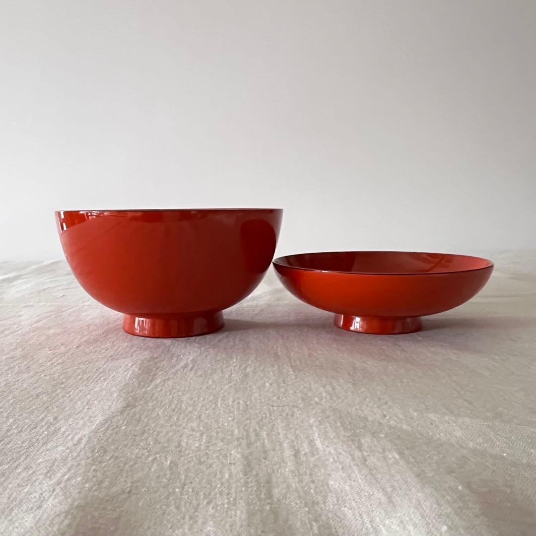 朱呂色根来椀五客　新品同様　高級漆器　蔵出し　骨董