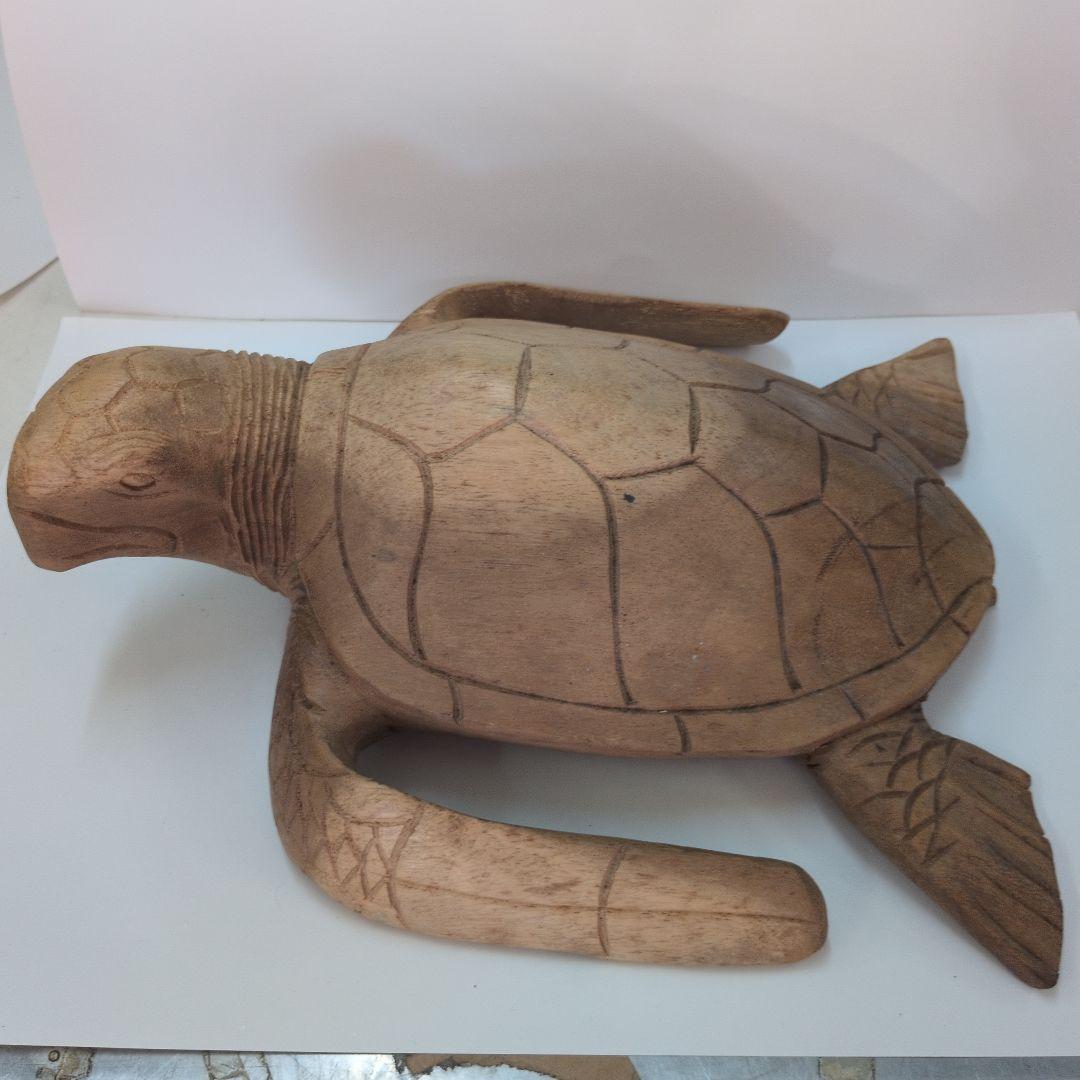 木製 カメ 亀 彫刻 約30cm - メルカリ