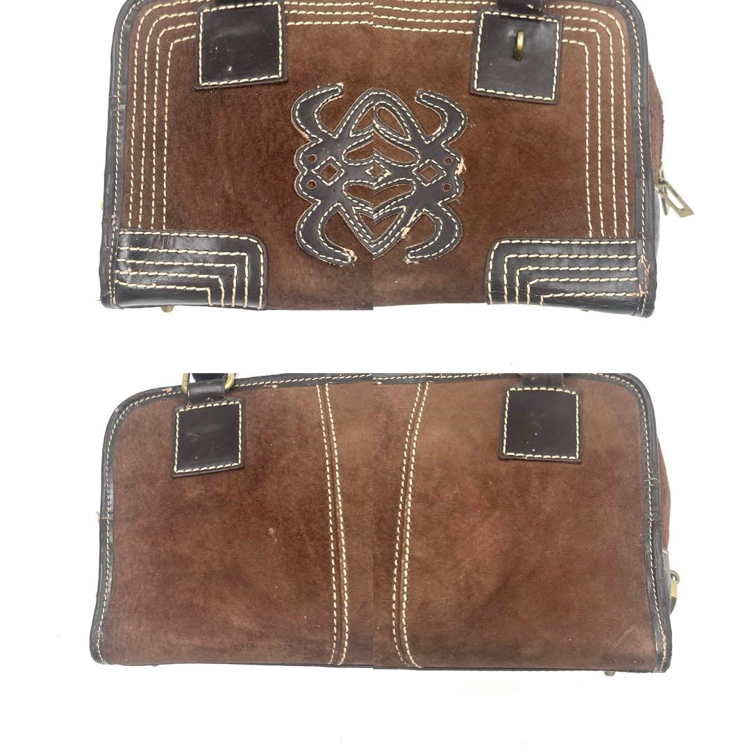 LOEWE アマソナ28 スエード アナグラム ハンドバッグ 南京錠 鍵付