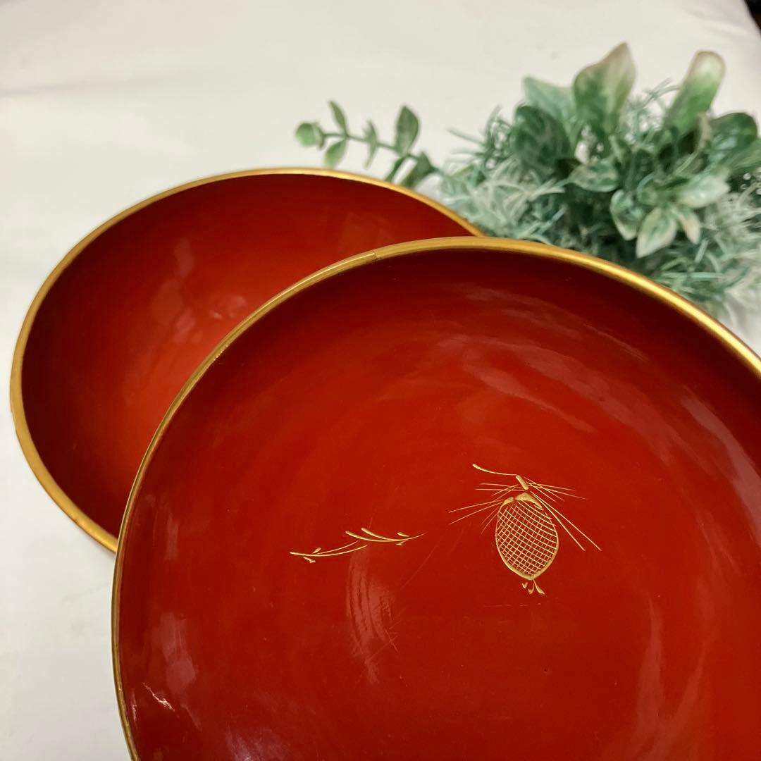 大正時代 木製漆器 蓋付汁椀 10客 菓子椀 松竹梅 漆沈金蒔絵