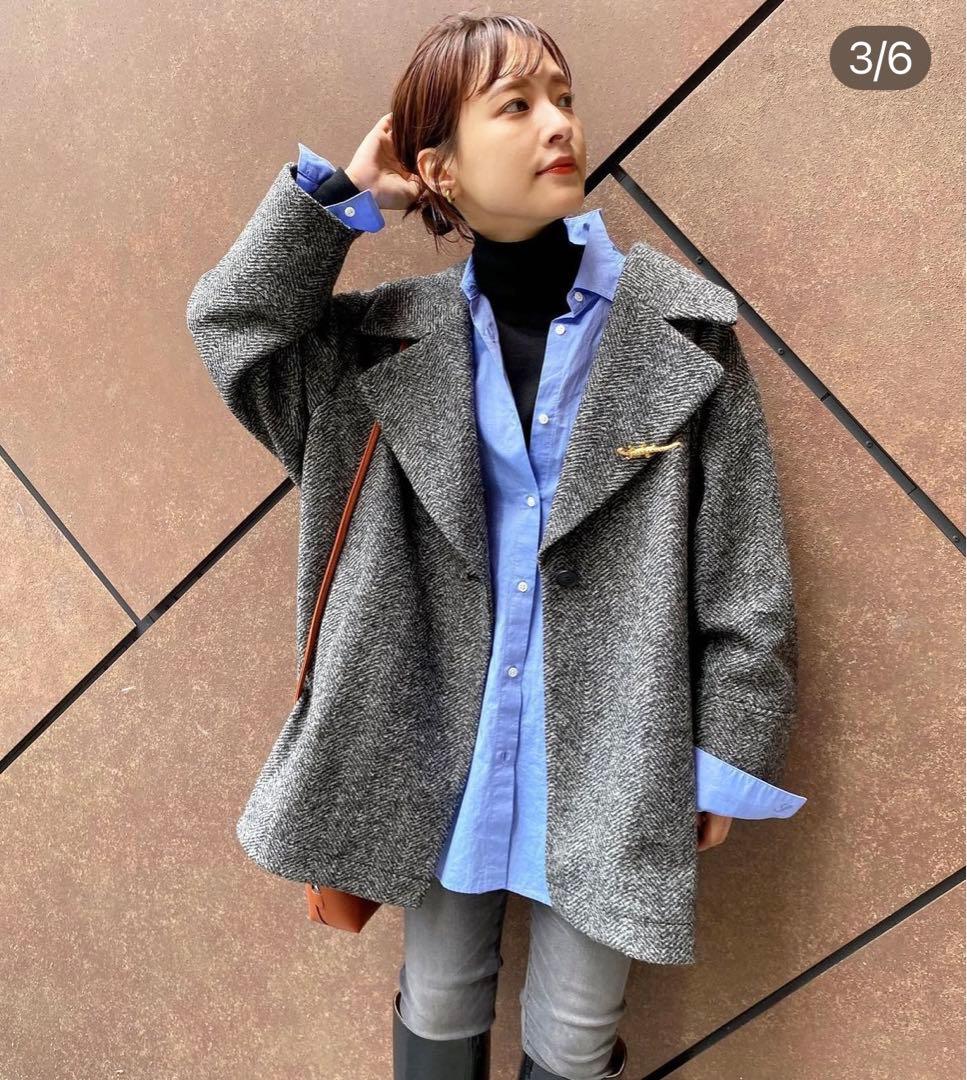 Wスライバーヘリンボーンミドルコート