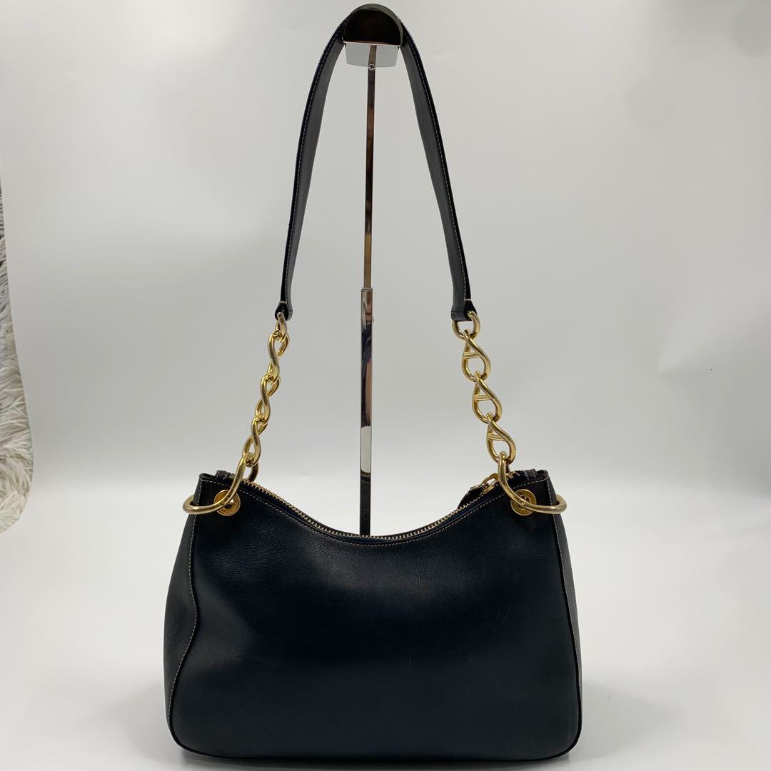 【✨美品✨】プラダ ワンショルダーバッグ ゴールドチェーン レザー ブラック