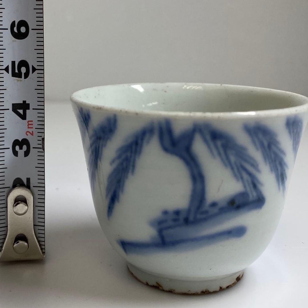 中国明時代 古染付 煎茶碗 直径6㎝ トコヒ 東な7-0325